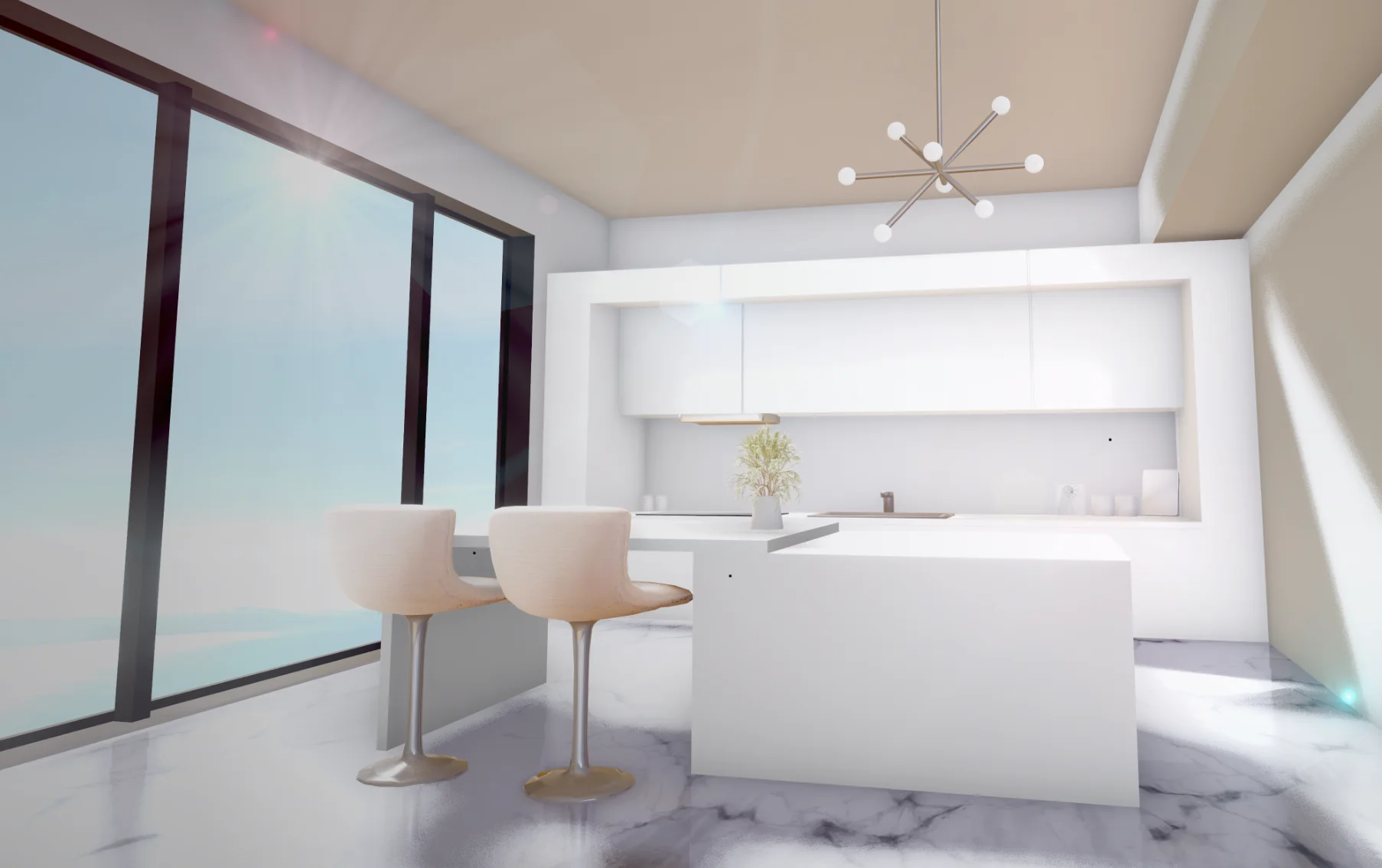 A living room interior in 3D with options to change finishes and furniture, a house decoration configurator